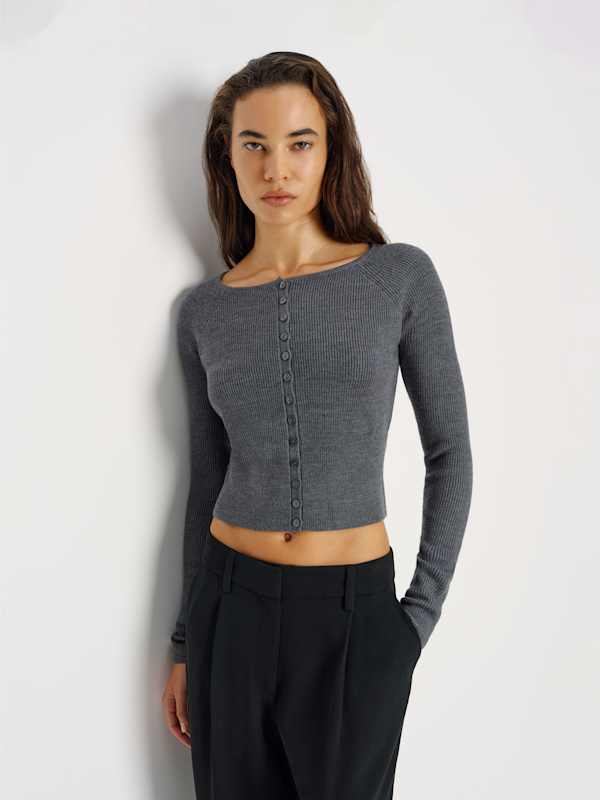 Meadow Regenerative Merino Cardigan - Mid Grey